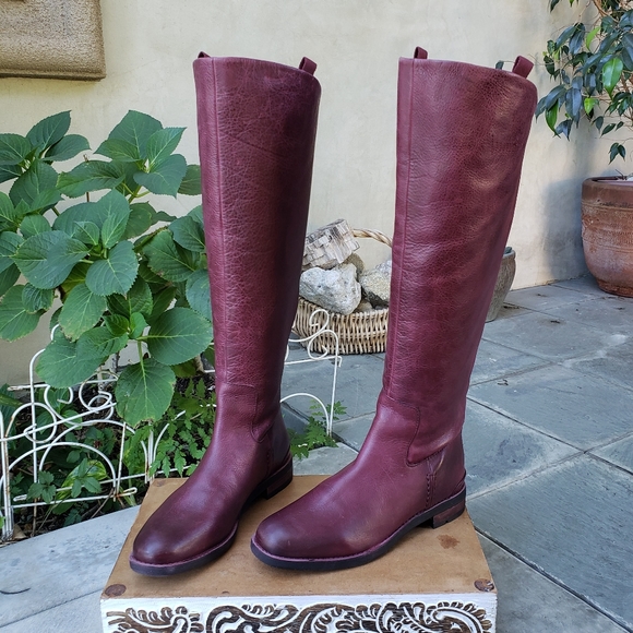 Chic Franco Sarto Bordeaux Leather Boots - Picture 5 of 11